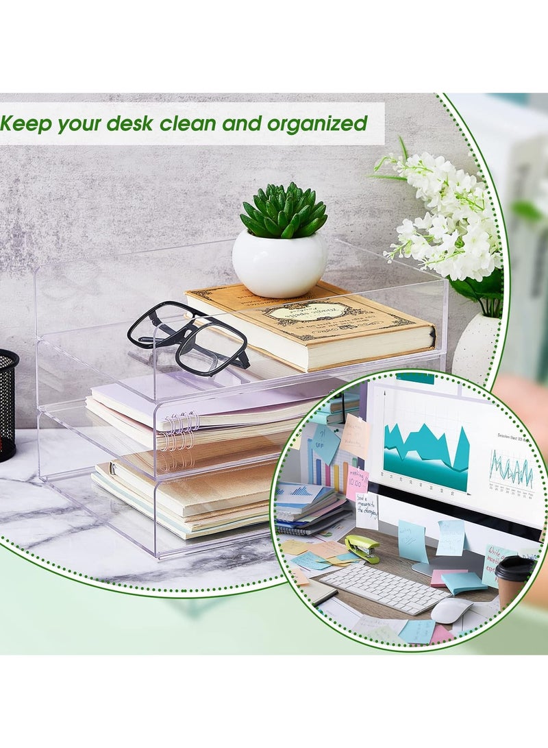 TPGP Acrylic Desk Organizers and Accessories Tier Paper File Organizer Tray Stackable Document Clear Desk Accessories for Office Workspace Organization (305 x 23.5 x 21 mm / 12.01 x 9.26 x 8.27 Inches) - Image 5