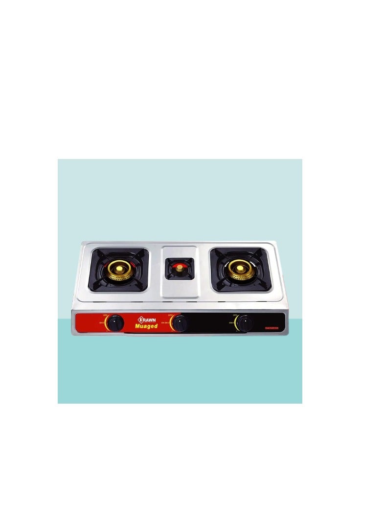KRAWN Gas Stove 3-Burner - Stainless Steel Muaged with Self-Ignition – Durable & Efficient No Rusting 2 4340 silver - Image 5