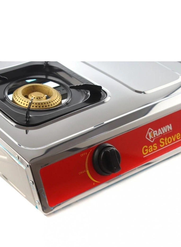 KRAWN Gas Stove 3-Burner - Stainless Steel Muaged with Self-Ignition – Durable & Efficient No Rusting 2 4340 silver - Image 3