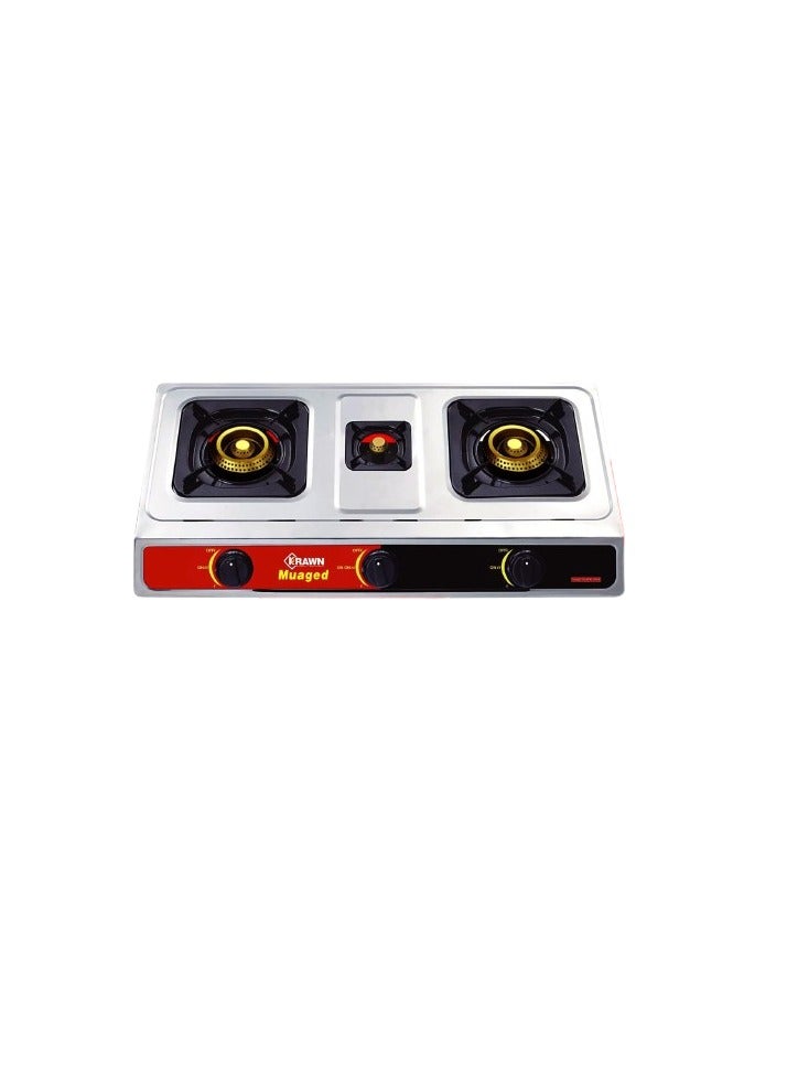 KRAWN Gas Stove 3-Burner - Stainless Steel Muaged with Self-Ignition – Durable & Efficient No Rusting 2 4340 silver - Image 1