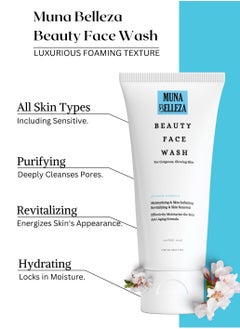 Muna Belleza Hydrating Cleanser – Moisturizing & Anti-Aging Face Wash for Men and Women, 60ml  - Image 4