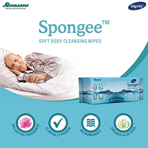 Dignity Spongee Soft Body Cleansing Wet Wipes for Adult, 240x300 mm (Pack of 12) 120 Wipes - Image 5