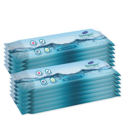 Dignity Spongee Soft Body Cleansing Wet Wipes for Adult, 240x300 mm (Pack of 12) 120 Wipes - Image 1