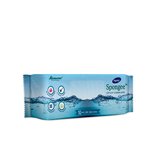 Dignity Spongee Soft Body Cleansing Wet Wipes for Adult, 240x300 mm (Pack of 12) 120 Wipes - Image 3