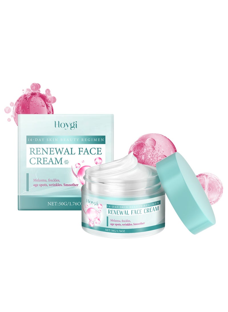 Hoygi Renewal Face Cream – Anti-Wrinkle & Brightening Facial Cream – Dark Spot Corrector, Skin Repair & Hydration – For All Skin Types – 50g - Image 1