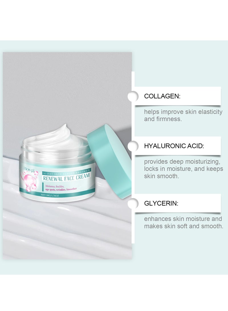 Hoygi Renewal Face Cream – Anti-Wrinkle & Brightening Facial Cream – Dark Spot Corrector, Skin Repair & Hydration – For All Skin Types – 50g - Image 5