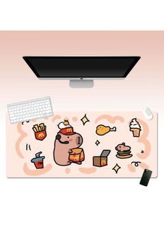 Hand-painted Kappibala Cute Big Table Mat Office Table Mat Game Big Mouse Mat Anti-slip Mat Oversized And Super Thick-Color:800*300*2mm-Pattern:B5-Hamburger