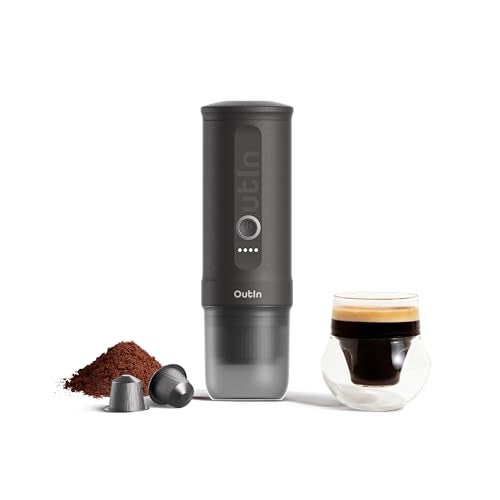 OutIn Nano Portable Electric Espresso Machine, Travel Coffee Maker for Camping, Car Coffee Maker Self-Heating with USB-C, With Ground Coffee & NS Capsule for RV, Hiking, Office - Image 1