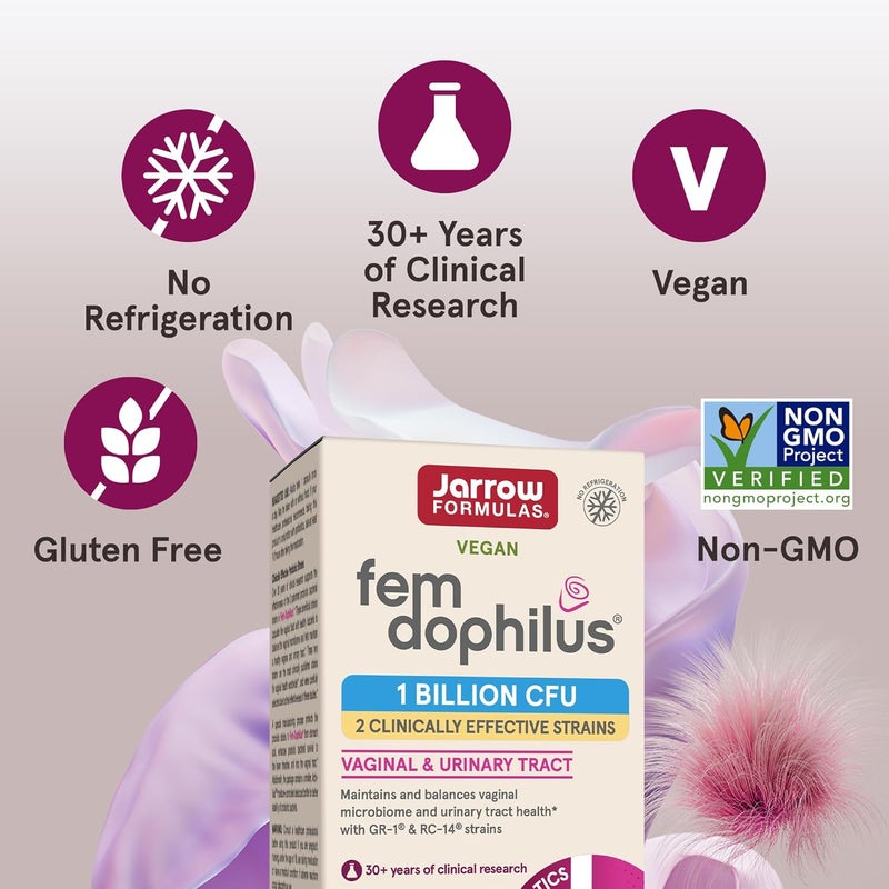 Jarrow Formulas FemDophilus Vaginal Probiotics 1 Billion CFU With 2 ScienceBacked Strains Dietary Supplement For Vaginal  Urinary Tract Support 60 Capsules Up to a 60 Day Supply ShelfStable - Image 5