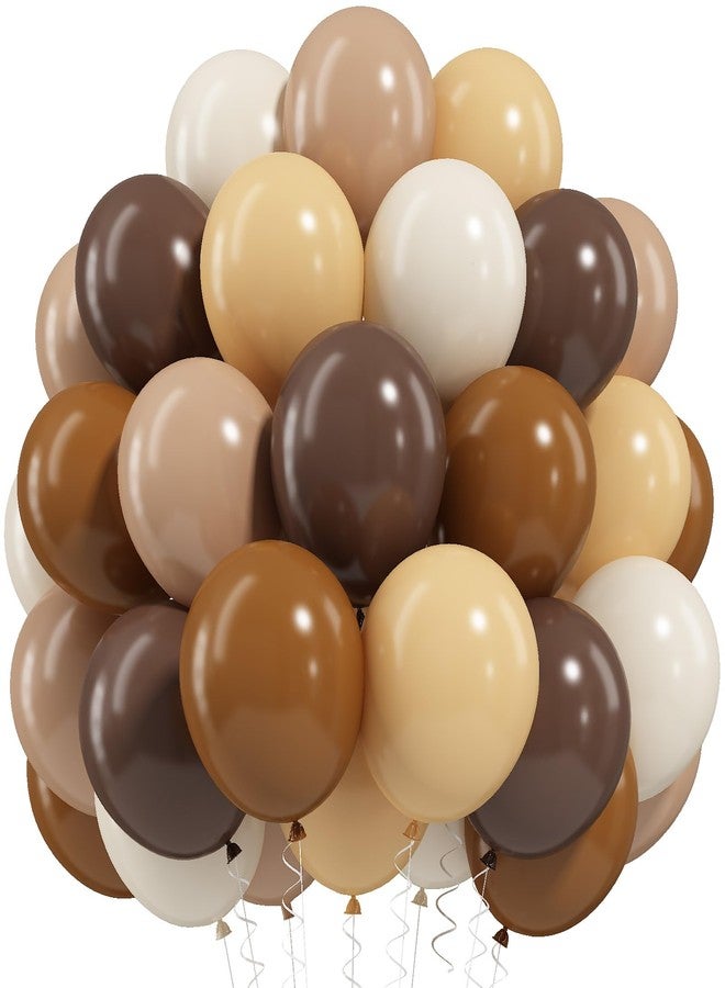 Paeyeq Brown Balloons, 50 PCS 12 Inch Double Stuffed Dark Brown Coffee Tan Latex Helium Party Balloons Sand White Nude Boho Neutral Balloon for Bear Birthday Baby Shower Wedding Thanksgiving Party Decoration - Image 1
