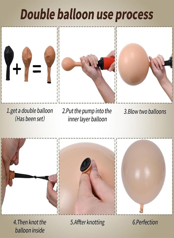 Paeyeq Brown Balloons, 50 PCS 12 Inch Double Stuffed Dark Brown Coffee Tan Latex Helium Party Balloons Sand White Nude Boho Neutral Balloon for Bear Birthday Baby Shower Wedding Thanksgiving Party Decoration - Image 4