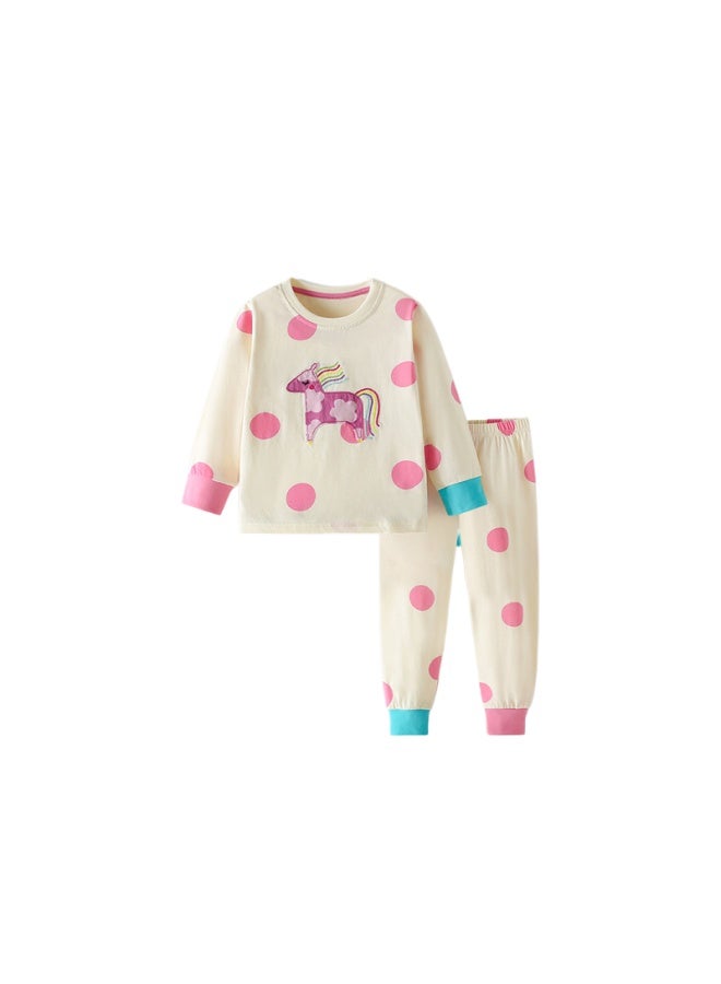 Girls Autumn Winter Home Clothes Fashion Little Girls Round Neck Long Sleeve European And American