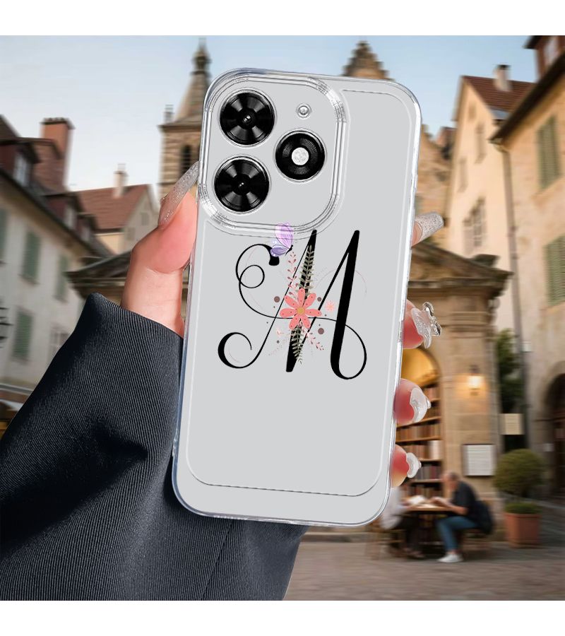 Cartoon Letter M Floral Transparent Full Coverage TPU Phone Case Mixed Color 1 For Transsion Infinix Tecno Spark 20 Pro Plus Hot 9 Hot 10 Play Hot11 Hot12 Hot20 Hot30 Hot 20 Play 11 Play 12 Play 30 Play 40 Pro - Image 3