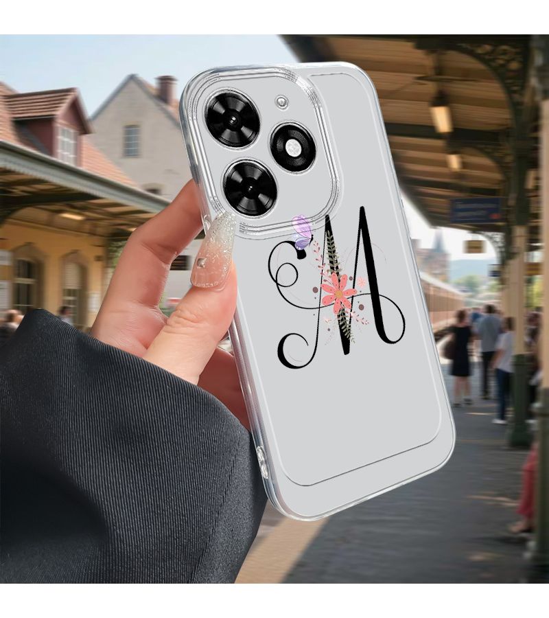 Cartoon Letter M Floral Transparent Full Coverage TPU Phone Case Mixed Color 1 For Transsion Infinix Tecno Spark 20 Pro Plus Hot 9 Hot 10 Play Hot11 Hot12 Hot20 Hot30 Hot 20 Play 11 Play 12 Play 30 Play 40 Pro - Image 4