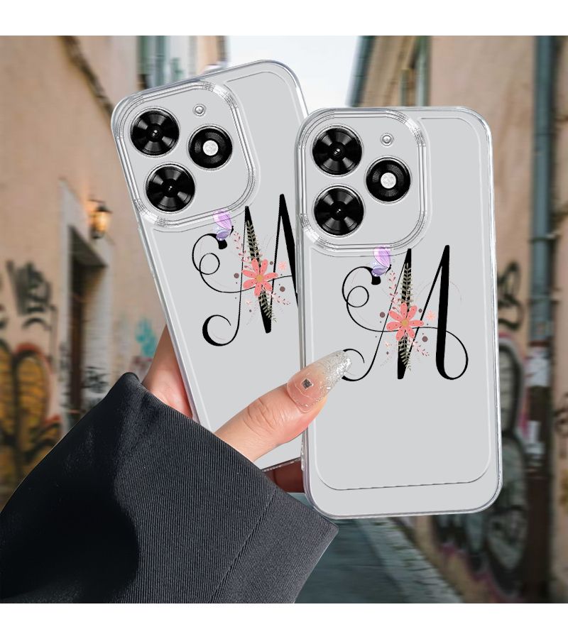 Cartoon Letter M Floral Transparent Full Coverage TPU Phone Case Mixed Color 1 For Transsion Infinix Tecno Spark 20 Pro Plus Hot 9 Hot 10 Play Hot11 Hot12 Hot20 Hot30 Hot 20 Play 11 Play 12 Play 30 Play 40 Pro - Image 2