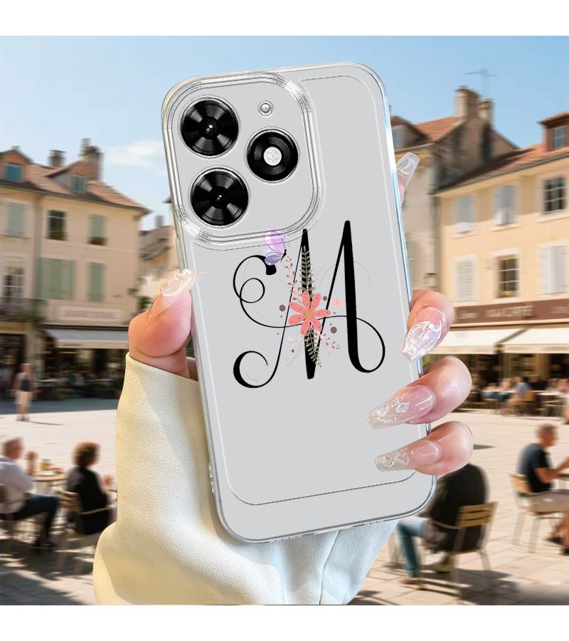 Cartoon Letter M Floral Transparent Full Coverage TPU Phone Case Mixed Color 1 For Transsion Infinix Tecno Spark 20 Pro Plus Hot 9 Hot 10 Play Hot11 Hot12 Hot20 Hot30 Hot 20 Play 11 Play 12 Play 30 Play 40 Pro - Image 5