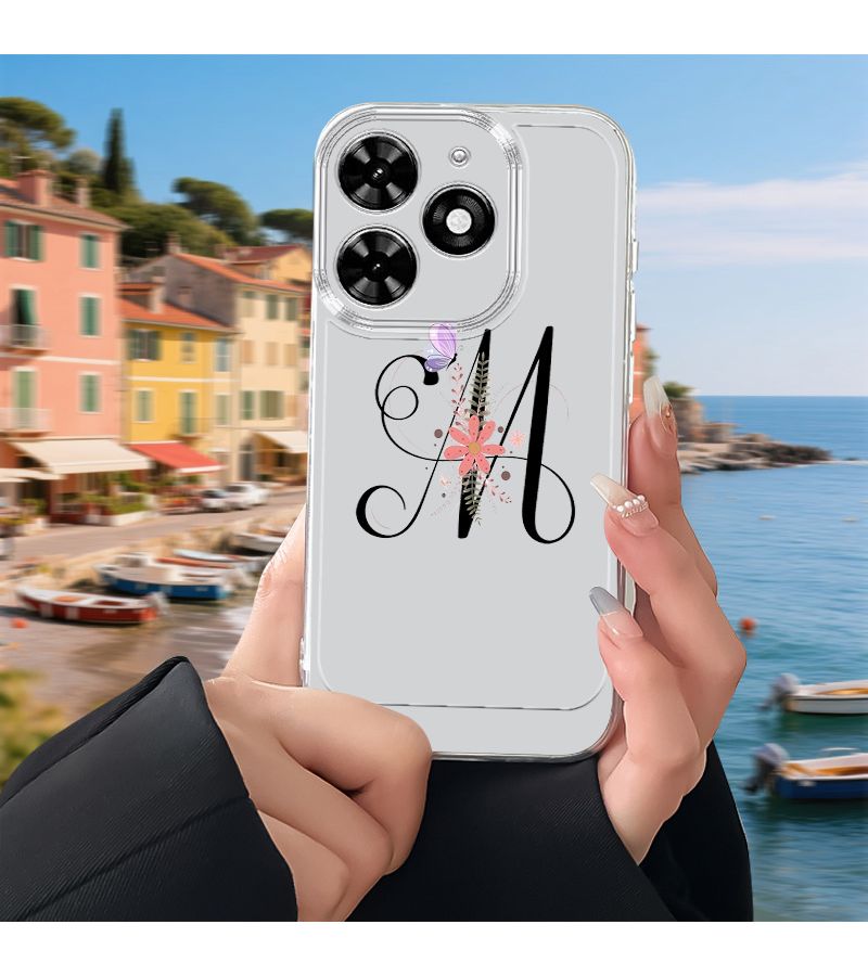 Cartoon Letter M Floral Transparent Full Coverage TPU Phone Case Mixed Color 1 For Transsion Infinix Tecno Spark 20 Pro Plus Hot 9 Hot 10 Play Hot11 Hot12 Hot20 Hot30 Hot 20 Play 11 Play 12 Play 30 Play 40 Pro - Image 1