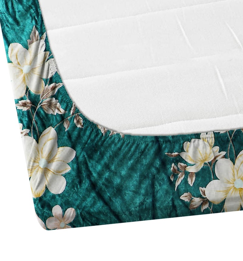 SHOMES Premium Elastic Fitted Warm bedsheets for Winter for Double Bed, Elastic Fitted Winter bedsheets for King Size Bed with 2 Pillow Covers, Size - 72 x 78 Inches (Green) - Image 2