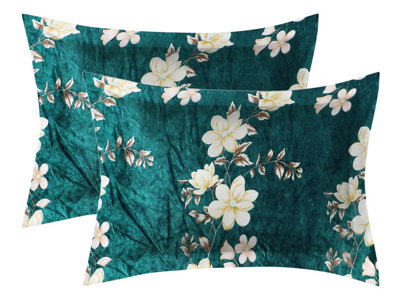 SHOMES Premium Elastic Fitted Warm bedsheets for Winter for Double Bed, Elastic Fitted Winter bedsheets for King Size Bed with 2 Pillow Covers, Size - 72 x 78 Inches (Green) - Image 3