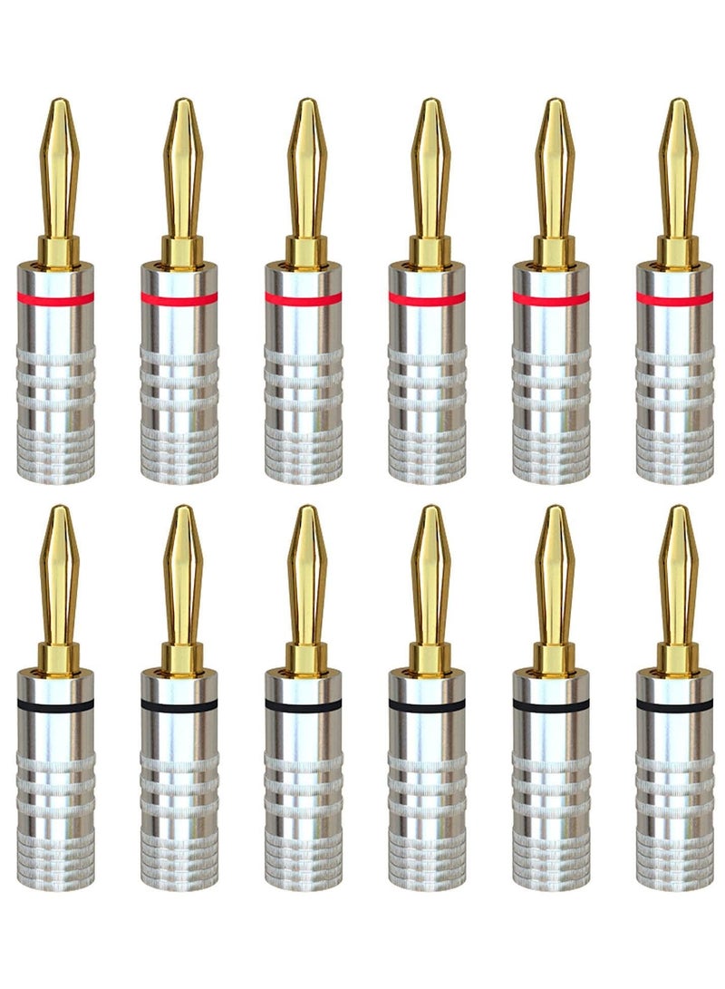 Y&D Banana Plugs 6 Pairs / 12 PCS Screw 24K Gold-Plated Speaker Plug Connectors for Cables, Wall Plates, Home Theaters, Audio/Video Receivers, Amplifiers and Sound Systems  - Image 1