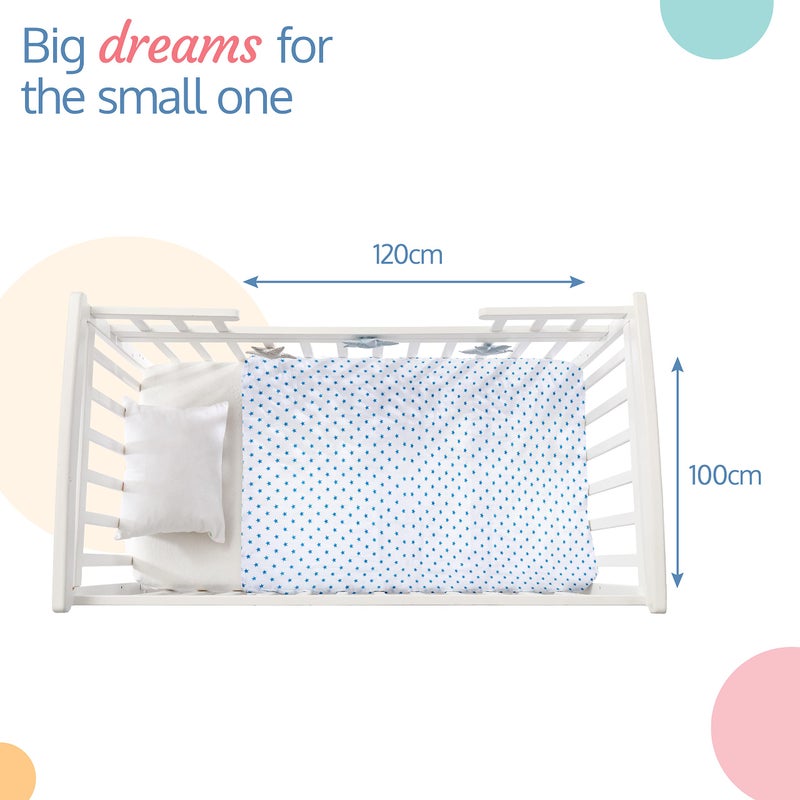 LuvLap 100% Cotton Muslin Baby Swaddle Set, Baby Towel, Size-120cm x 100cm (47"x39"), Dots Stars Zigzag Print, 0-18 Month+, Printed Mulmal Muslin Swaddle Wrap for New Born, Pack of 5 - Image 5