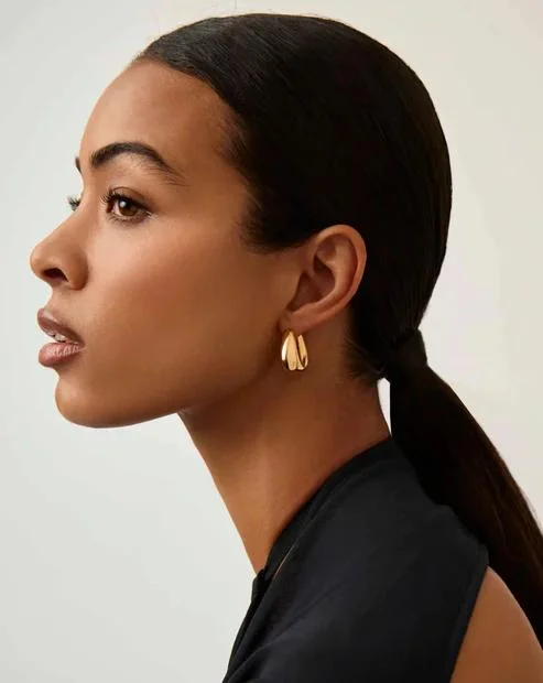 Missoma Bezel-Set Curved Hoop Earrings