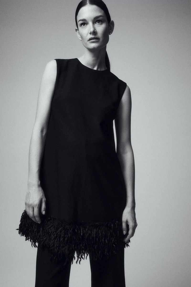 H&M MAMA Fringe-hem mini dress