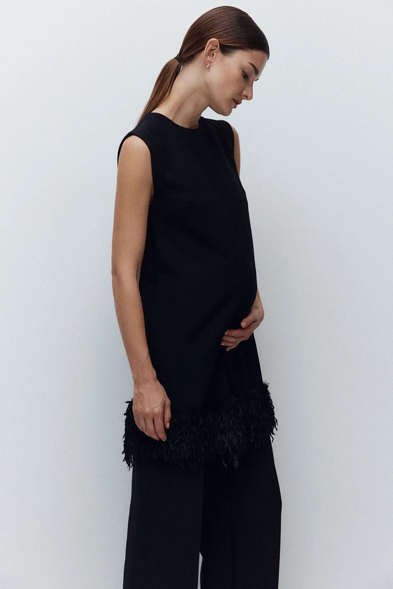 H&M MAMA Fringe-hem mini dress