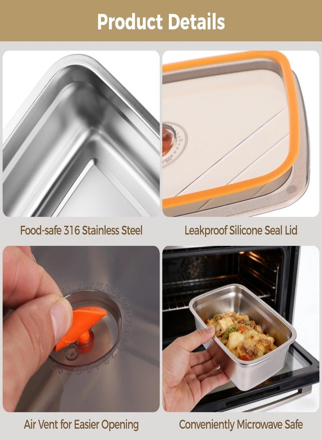 DORMIYA 10pcs Stainless Steel Food Storage Containers with Lids, Stackable Airtight Food Storage Containers for Kitchen, Meal Prep, and Leftovers, Freezer and Dishwasher Safe, 1000-2800 ML/33.8-94.6 OZ - Image 3