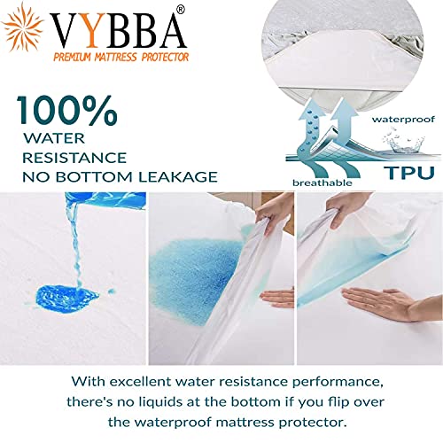 VYBBA 100% Waterproof Terry Cotton Ultra Soft Fitted Twin Size Mattress Protector,Breathable, Hypoallergenic Bed Cover, Mattresses Cover (78X48 Inch || 6.5x4 feet White) - Image 5