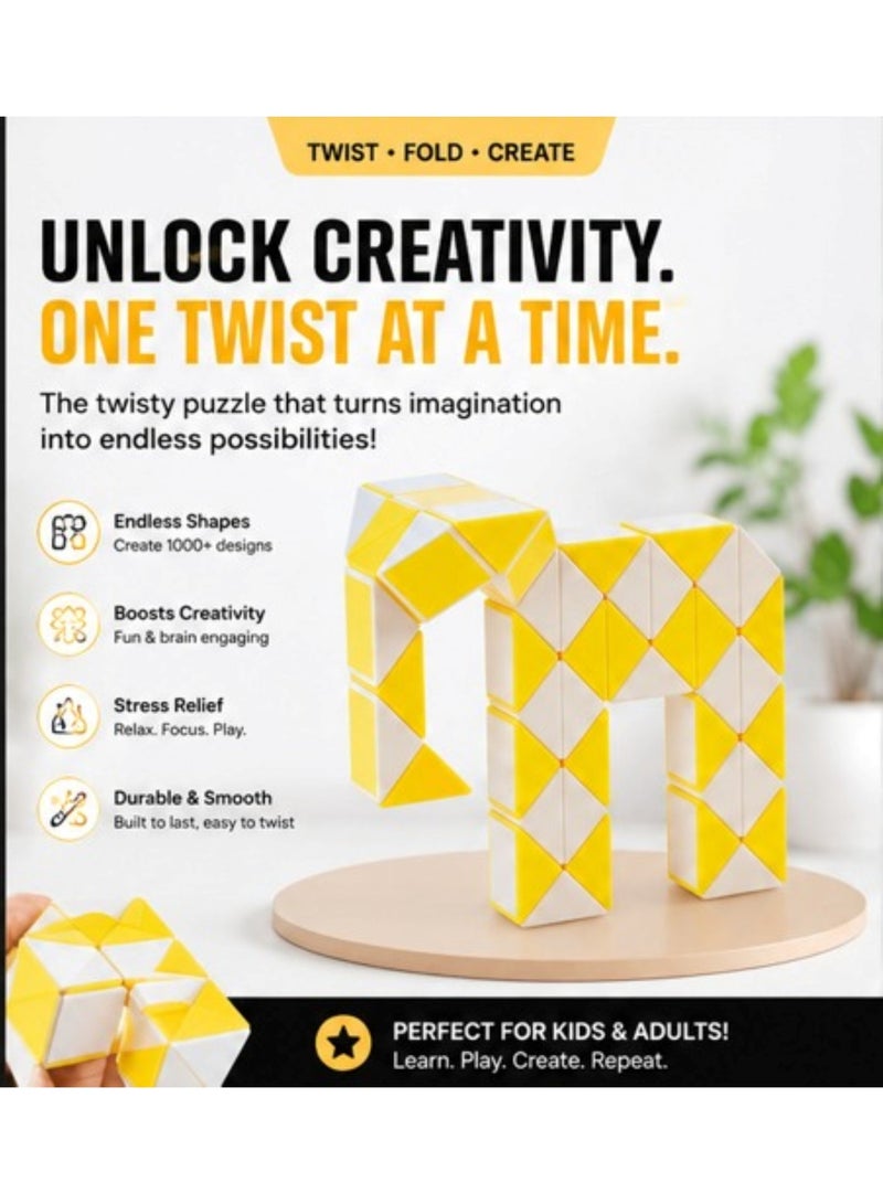 YJ Giraffe 48-Section Magic Ruler Yellow – Large Flexible Transforming Puzzle for Creative Shape Building and STEM Learning - Image 3