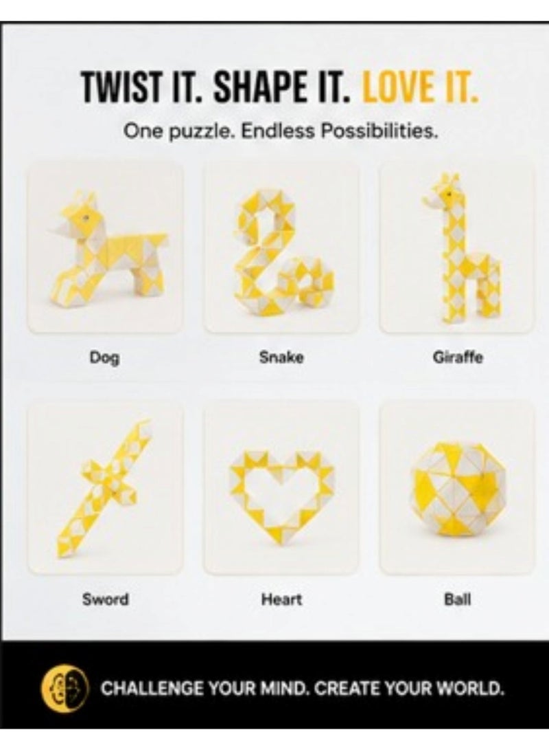 YJ Giraffe 48-Section Magic Ruler Yellow – Large Flexible Transforming Puzzle for Creative Shape Building and STEM Learning - Image 5