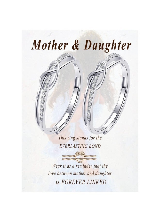 MOROTOLE To 2 Pcs My Mum Sterling Silver Ring, Love Knot Silver Ring for Women Forever Linked Mum And You Rings Adjustable Thumb Rings Mother Gifts Mothers Day Gifts - Image 1