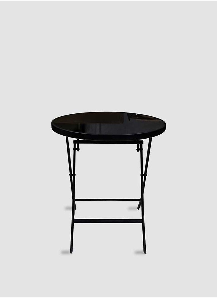 JILPHAR FURNITURE - Jilphar Furniture Café Restaurant Dining Folding Table with Tempered Glass Black  70 DIA - Image 1