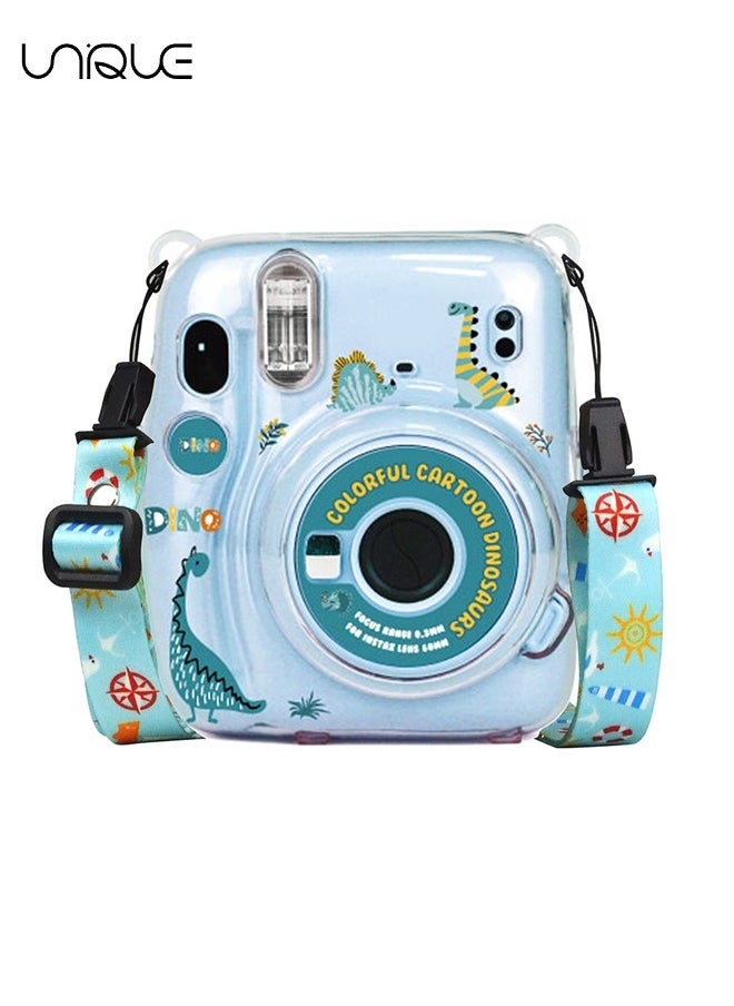 Unique 3 Pack Clear Camera Case Compatible with Fujifilm Instax Mini 11 Instant Camera, Mini 11 Hard Case with Photo Pocket Holds on Back and Adjustable Shoulder Strap & Cute Camera Sticker  - Image 1