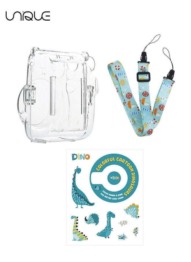 Unique 3 Pack Clear Camera Case Compatible with Fujifilm Instax Mini 11 Instant Camera, Mini 11 Hard Case with Photo Pocket Holds on Back and Adjustable Shoulder Strap & Cute Camera Sticker  - Image 2