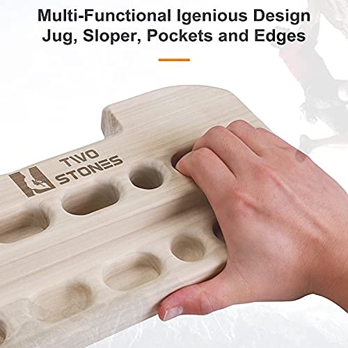 TWO STONES Wooden Hangboard Rock Climbing Pull Up Bar Designed Training for Climbing, Wooden Fingerboard Climbing Training Board for Building Core Strength and Endurance (CJ-HB2050) - Image 3