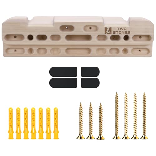 TWO STONES Wooden Hangboard Rock Climbing Pull Up Bar Designed Training for Climbing, Wooden Fingerboard Climbing Training Board for Building Core Strength and Endurance (CJ-HB2050) - Image 1