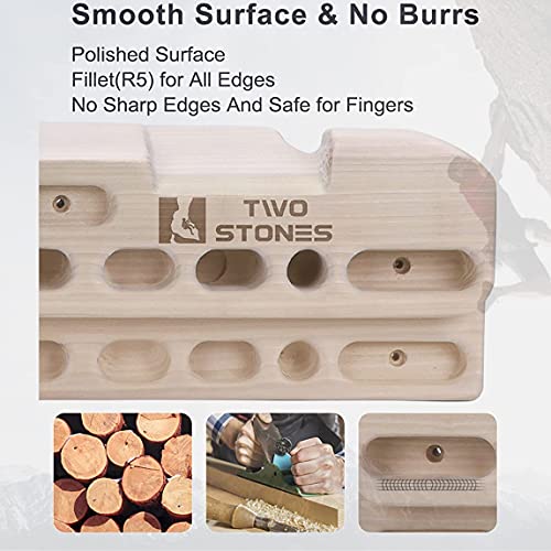 TWO STONES Wooden Hangboard Rock Climbing Pull Up Bar Designed Training for Climbing, Wooden Fingerboard Climbing Training Board for Building Core Strength and Endurance (CJ-HB2050) - Image 5