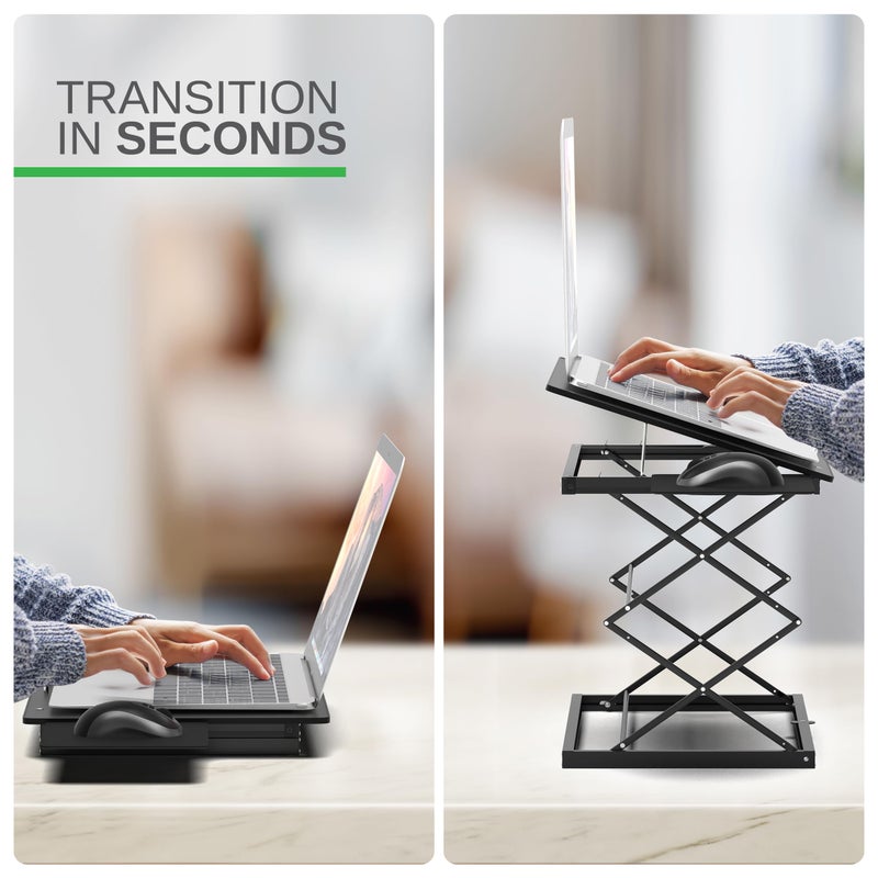Uncaged Ergonomics CD4 Adjustable Standing Desk Converter for Laptops - Vertical Laptop Stand for Desk Adjustable Height Table Top Standing Desk Riser with Mouse Pad 2.6"-18.6" Standing Desk Adjustable Height Converter - Image 3