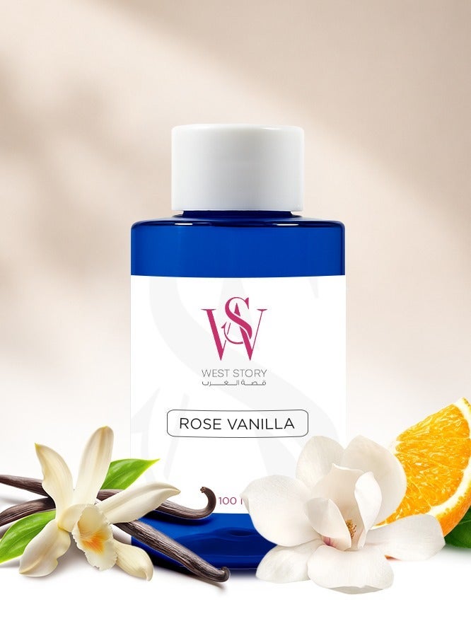 West Story Rose Vanilla Essential oil a of luxurious essential oils - suitable for all perfumes - naturally concentrated oil without alcohol - a long -lasting smell - suitable for councils, homes, exhibitions, offices - electric perfumed oil with pure extract 100ml - Image 1
