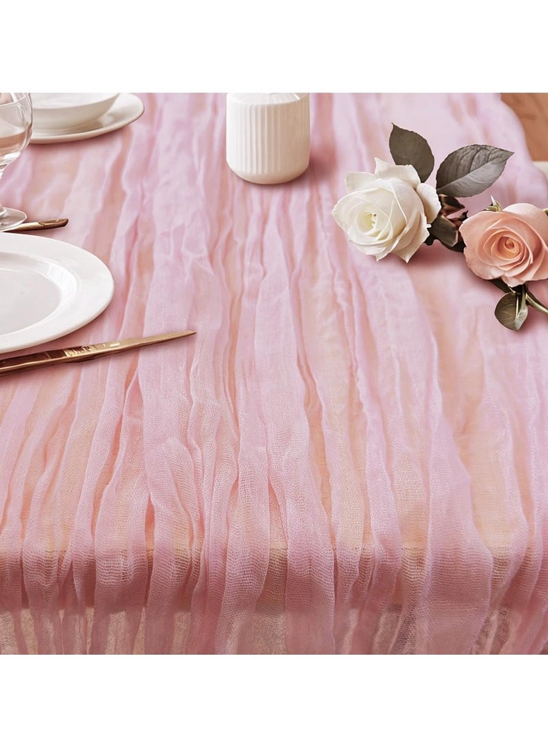 Cheesecloth Table Runner, 90*400cm Boho Gauze Cheese Cloth, Rustic Sheer Table Runners for Wedding Baby Bridal Shower Friendsgiving Party Fall Christmas Home Decorations - Image 1