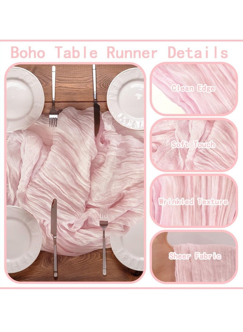 Cheesecloth Table Runner, 90*400cm Boho Gauze Cheese Cloth, Rustic Sheer Table Runners for Wedding Baby Bridal Shower Friendsgiving Party Fall Christmas Home Decorations - Image 3