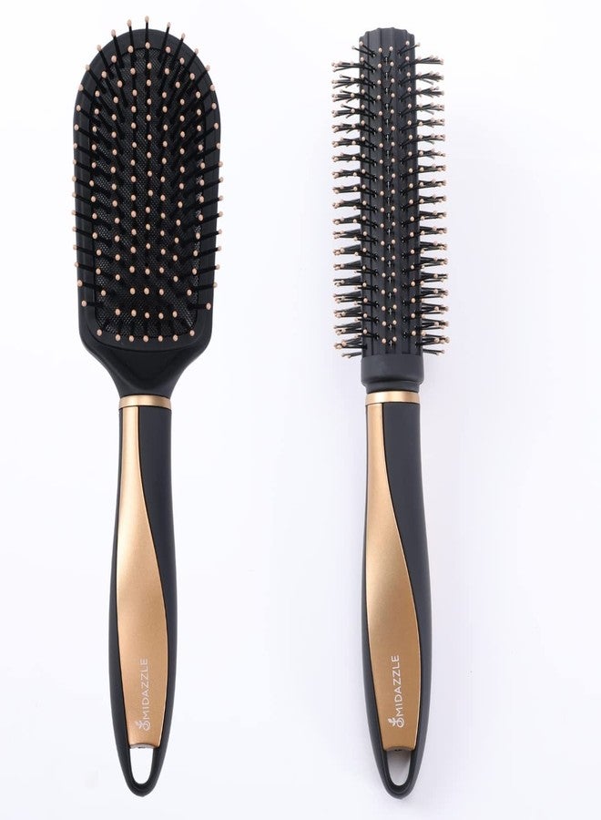 Omidazzle Midazzle Premium Cushioned And Round Hair Brush For Men & Women - Pack Of 2 (Hb1-8) Multi - Image 1