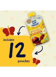 Earth's Best Earth's Best Organic Kids Snacks, Sesame Street Toddler Snacks, Bone Support Fruit + Veggie Smoothie for Toddlers 2 Years and Older, Pear Mango Carrot, 4 oz (Pack of 12)  - Image 3