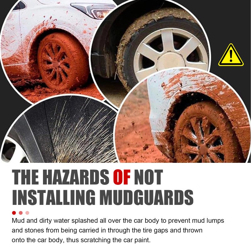 Bawkars 2 PCS Mud Flaps, 8.27" x 12.6" Tire Protector Splash Mudflaps, All-Weather Protector Mud Guard, Tire Rear Trim, Universal Exterior Accessories for Most Cars(Black) - Image 5