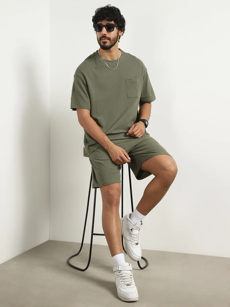نوبيرو Men's Olive Green Co-ord Set