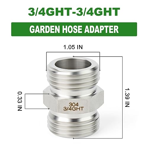TAISHER 5PCS 304 Stainless Steel Garden Hose Adapter 34 GHT Male x 34 GHT Male Garden Hose Connector with Washers - Image 3
