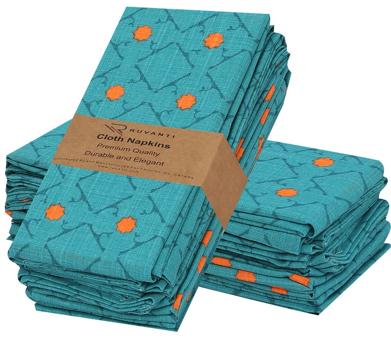 RUVANTI Cloth Napkins Set of 12 Cotton 100 18x18 Inches Napkins Cloth Washable Soft Absorbent Cotton Napkins for Parties Christmas Thanksgiving Weddings Dinner Napkins Cloth Combo