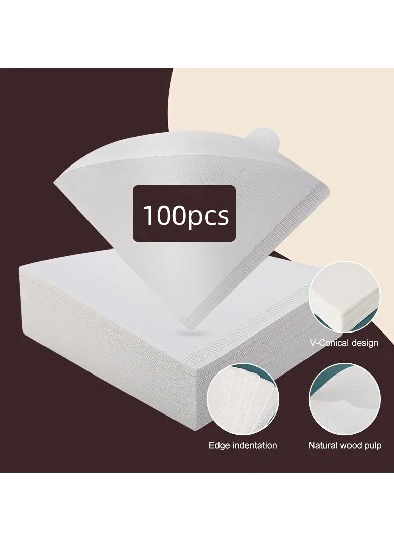 Perfin 100 Piece Coffee Paper Filter V60 Size 02 White  - Image 5